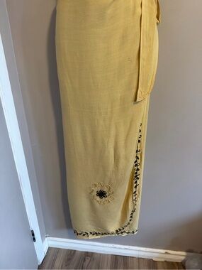 Scandles golden Yellow Embroidered Wrap Maxi Skirt M